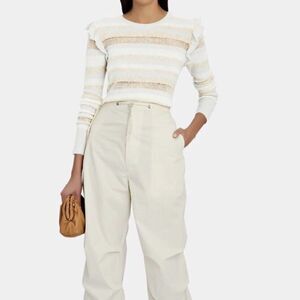 INTERMIX Elmore Ruffled Striped Sweater. Size P (XS)